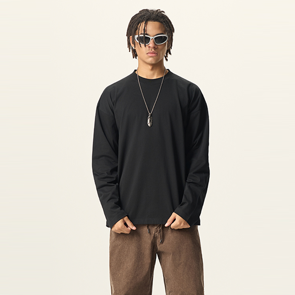 Unisex Heavyweight 100% Cotton Solid Color Long-Sleeve T-Shirt (280GSM)