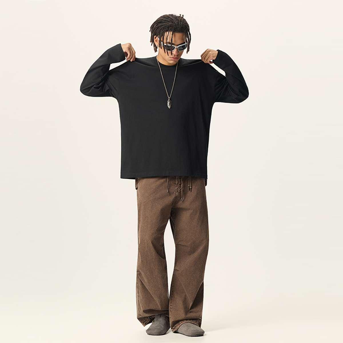 Unisex Heavyweight 100% Cotton Solid Color Long-Sleeve T-Shirt (280GSM)