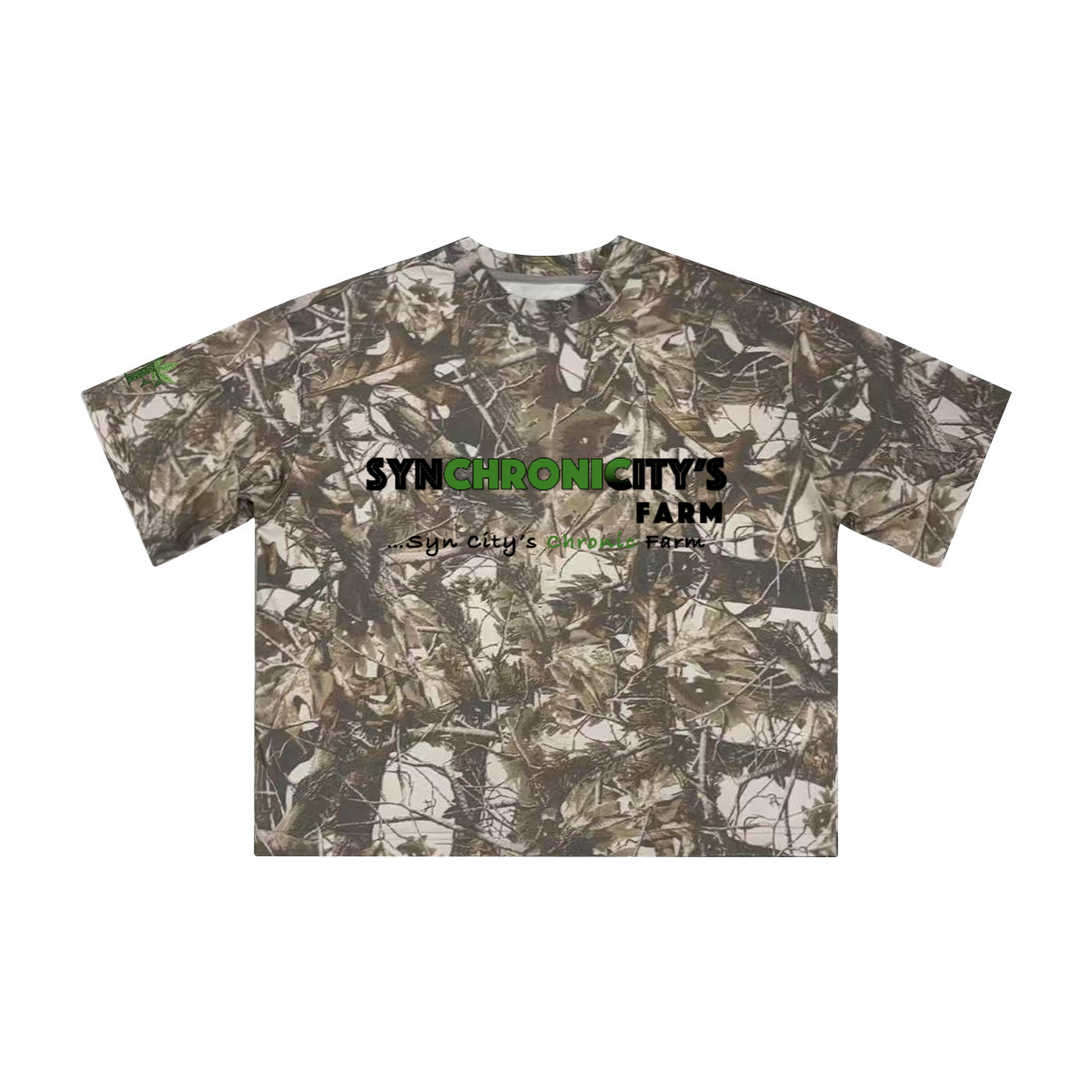 Unisex Heavyweight Cropped Camouflage Tree Print T-Shirt (250GSM)