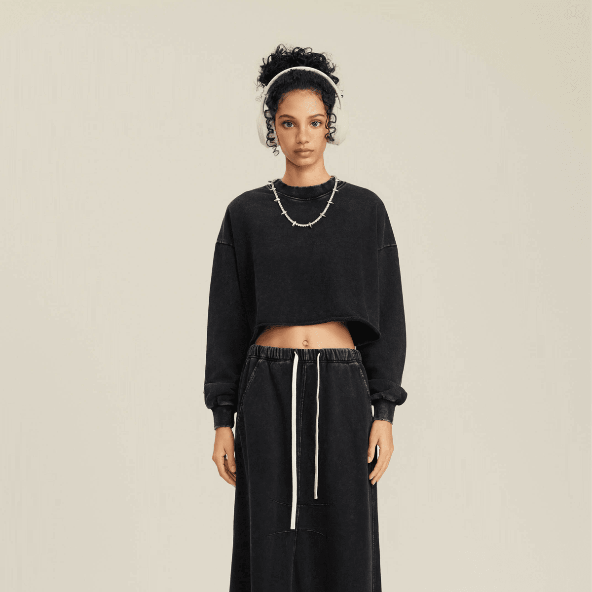 Cropped Crew Neck Sweatshirt