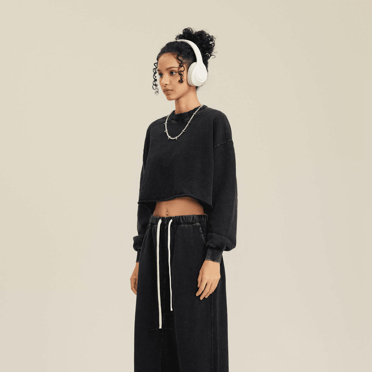 Cropped Crew Neck Sweatshirt