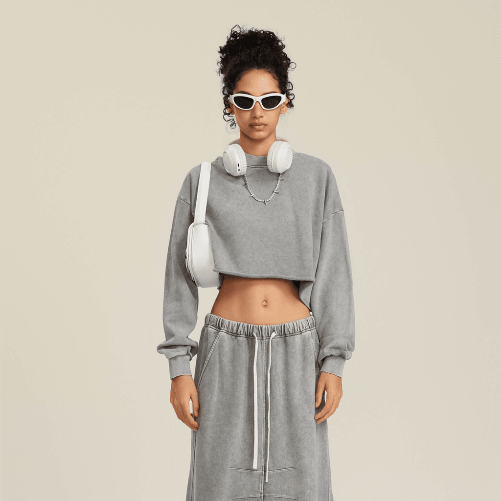 Cropped Crew Neck Sweatshirt