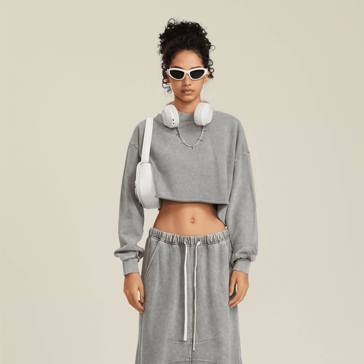 Cropped Crew Neck Sweatshirt