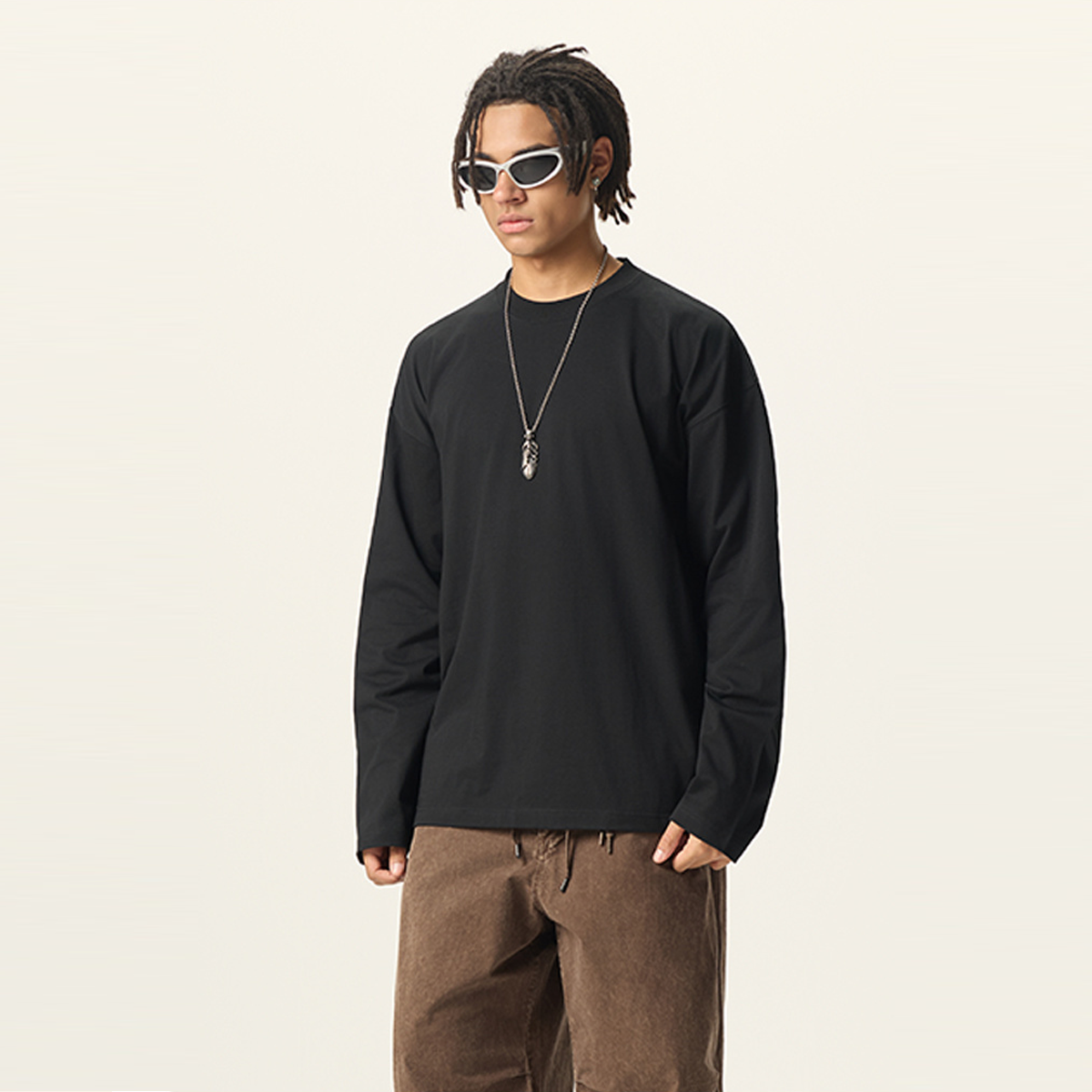 Unisex Heavyweight 100% Cotton Solid Color Long-Sleeve T-Shirt (280GSM)