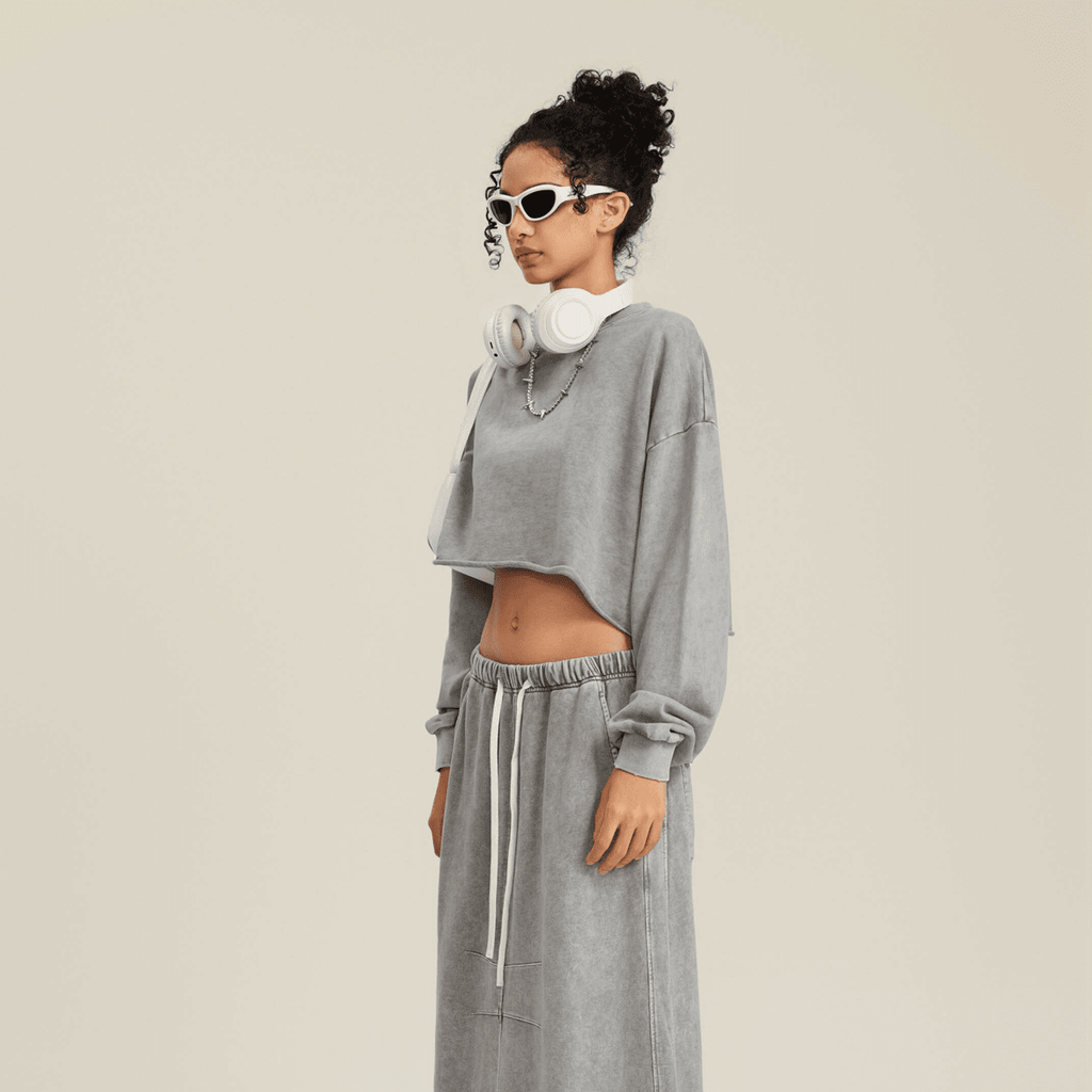 Cropped Crew Neck Sweatshirt
