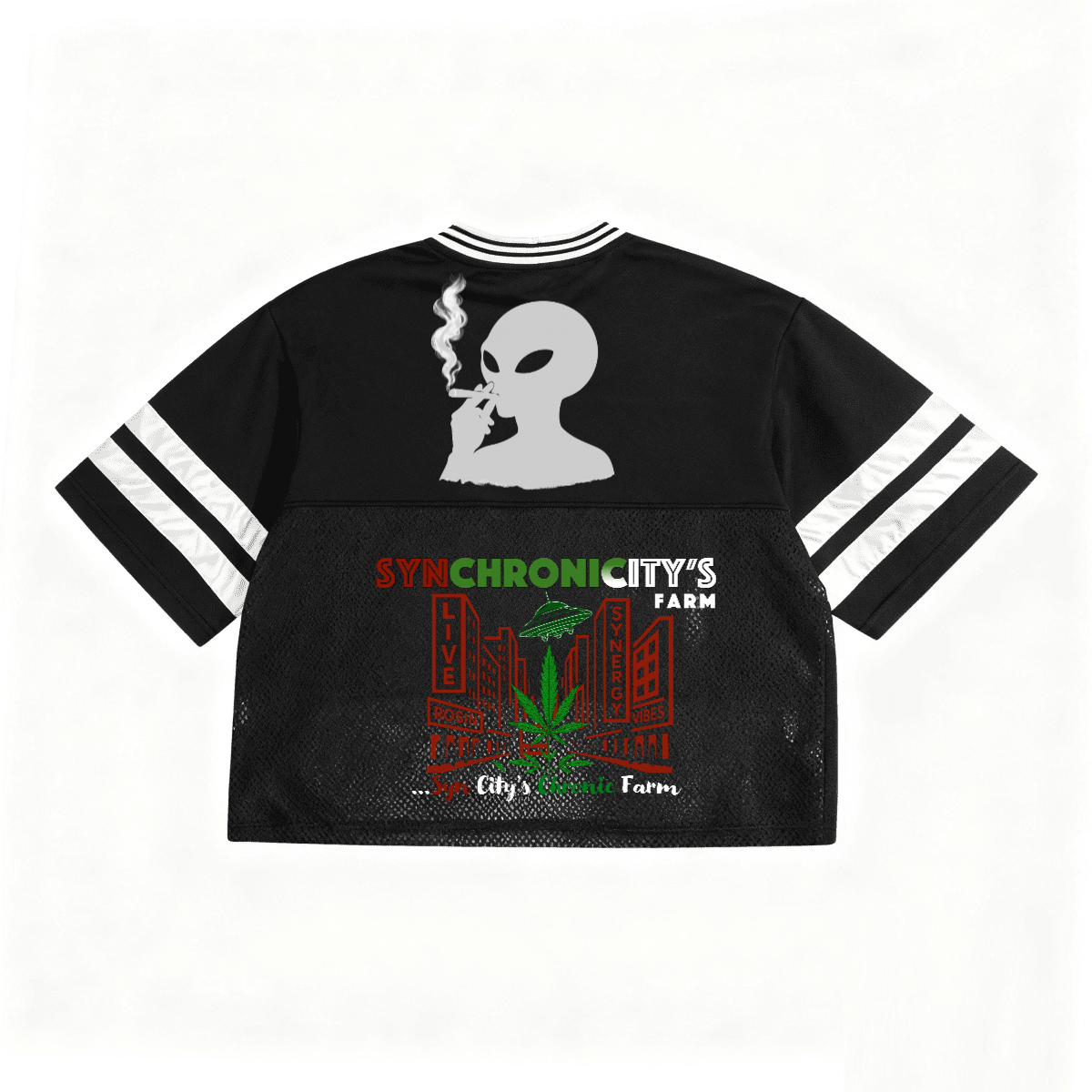 Unisex Oversized Cropped Vintage Jacquard-collar Mesh T-shirt（290GSM）