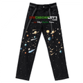 Unisex Rhinestone Star Loose Straight Jeans