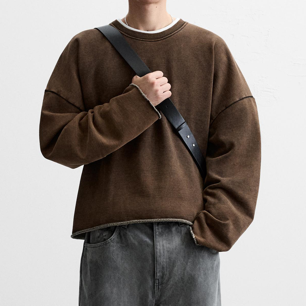 Unisex Heavyweight Washed Cropped Sweatshirt (440GSM)
