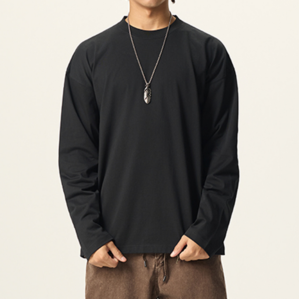 Unisex Heavyweight 100% Cotton Solid Color Long-Sleeve T-Shirt (280GSM)