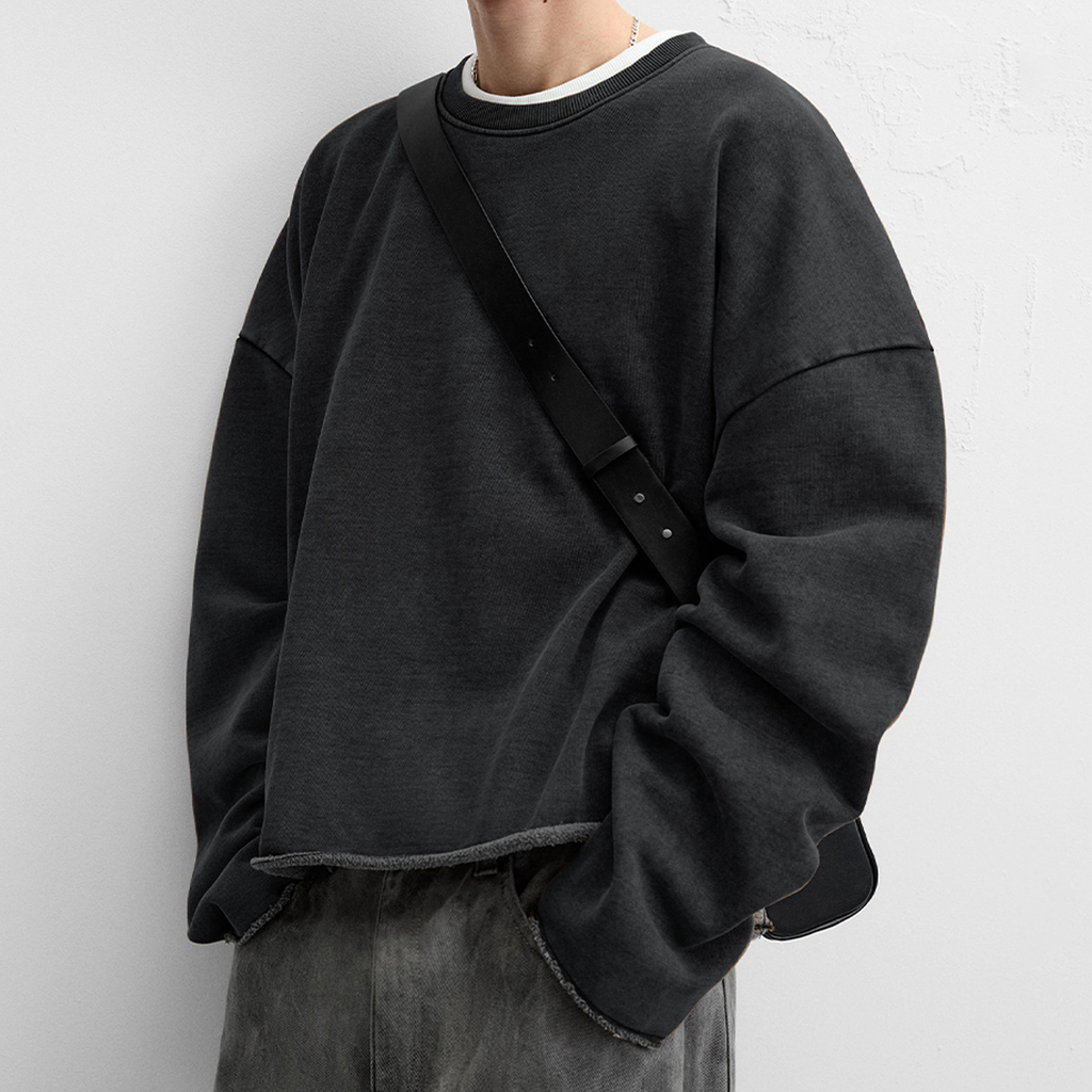 Unisex Heavyweight Washed Cropped Sweatshirt (440GSM)