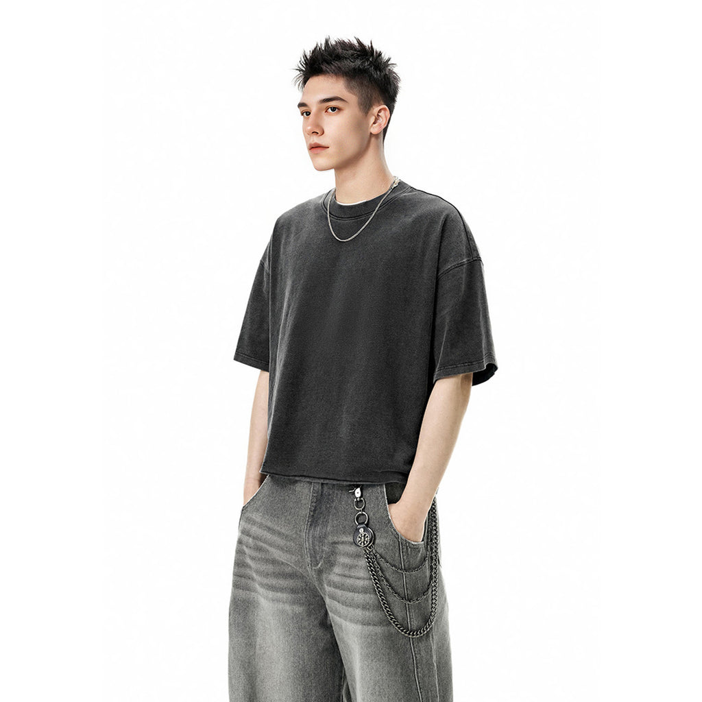 Unisex Heavyweight Cropped Snow-Washed T-Shirt (285GSM)