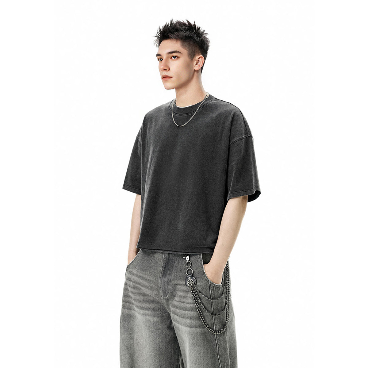 Unisex Heavyweight Cropped Snow-Washed T-Shirt (285GSM)