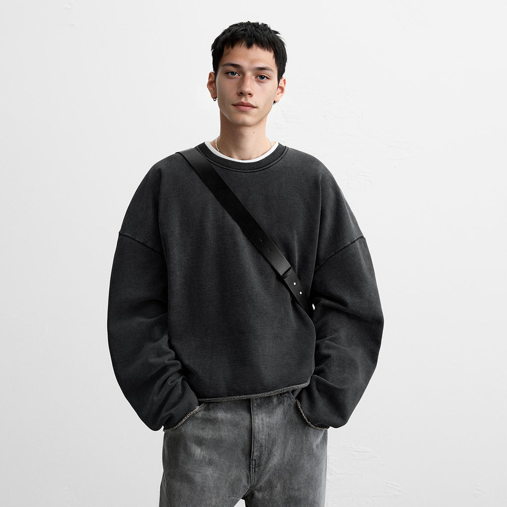 Unisex Heavyweight Washed Cropped Sweatshirt (440GSM)